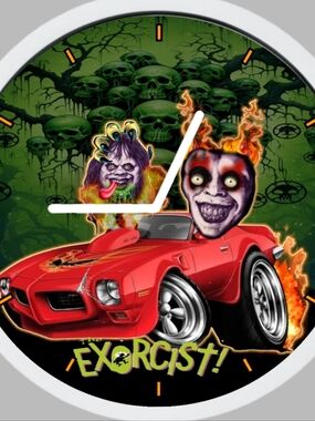 The Exorcist Flame-Head Muscle Car Wall Clock - Red & Green